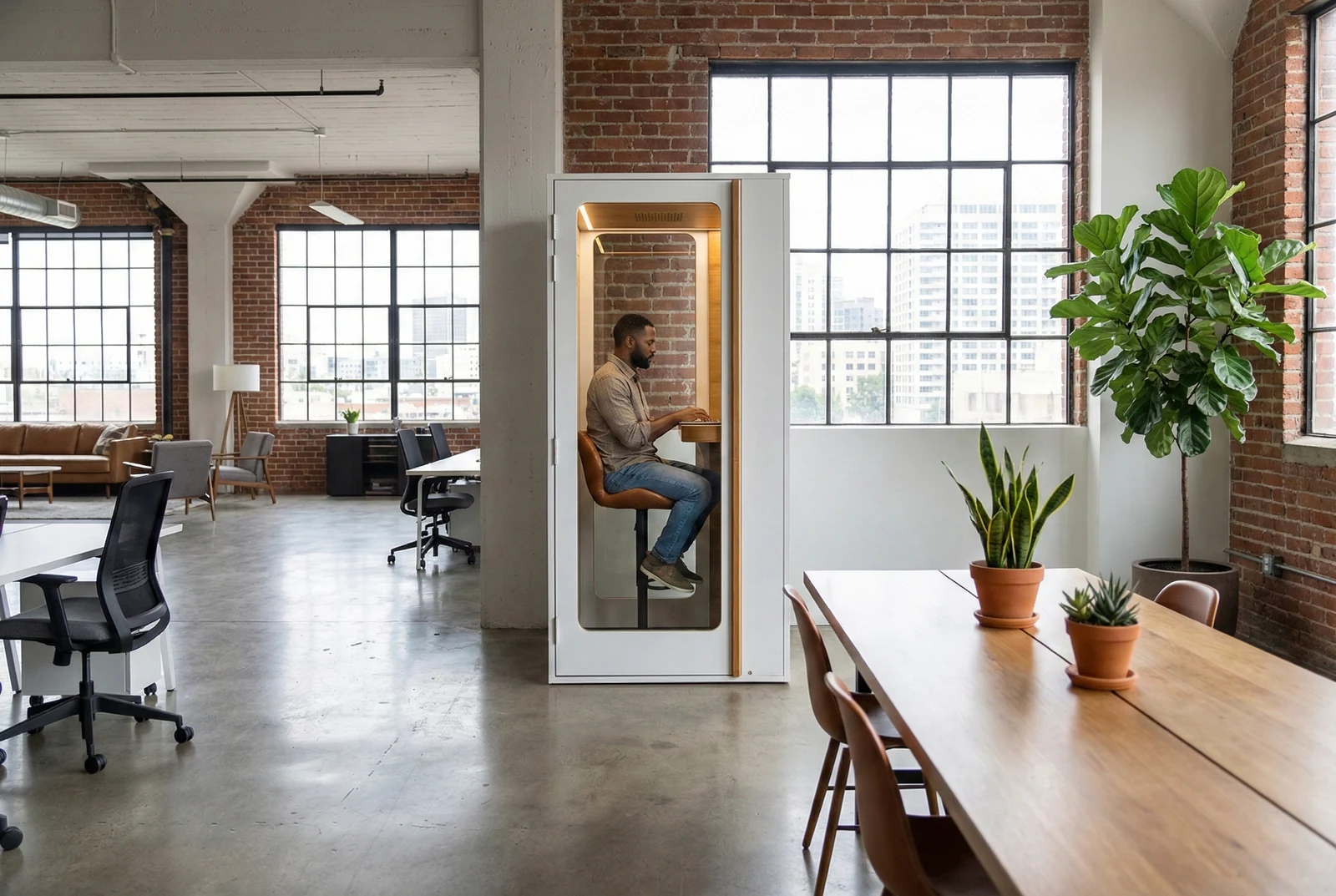 A white Haven One with a user in an open office.